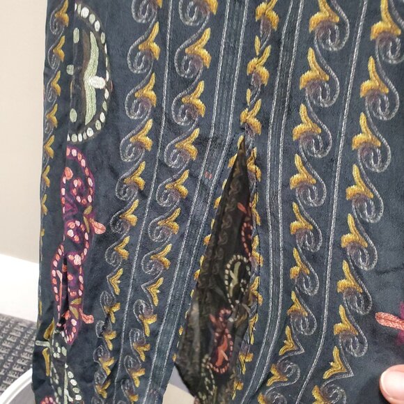 Hermant & Nandita Embroidered Button down Maxi Dress 100% Silk Sz Large Boho - Picture 6 of 13